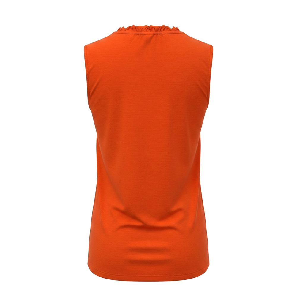 NWT Soya Concept Orange Ruffle V Neck Tank Top Layering Top #1761 Size XS - Picture 5 of 8